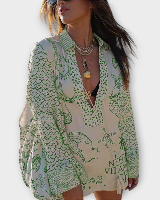 Women's Coastal Print Tunic Dress