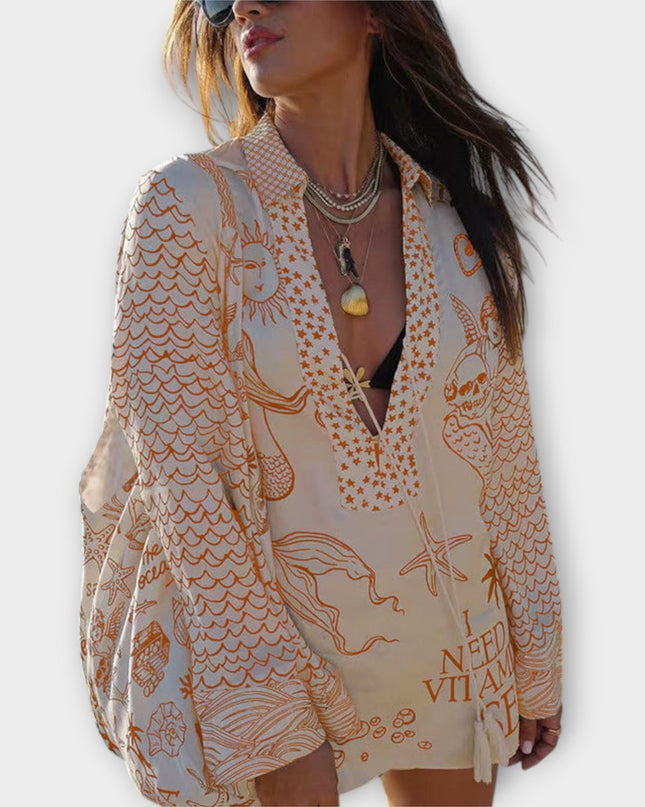 Women's Coastal Print Tunic Dress