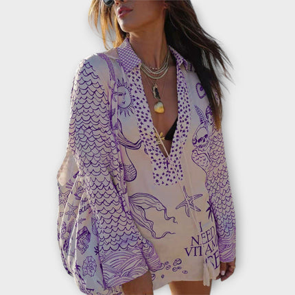 Women's Coastal Print Tunic Dress