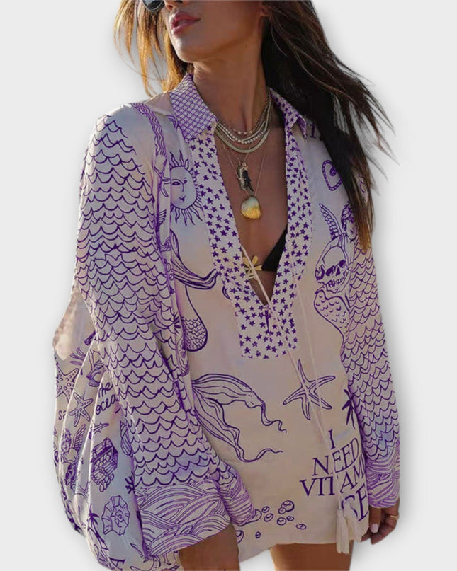Women's Coastal Print Tunic Dress