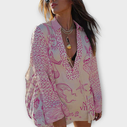 Women's Coastal Print Tunic Dress
