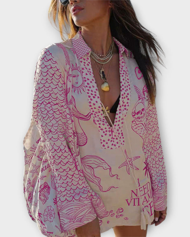 Women's Coastal Print Tunic Dress
