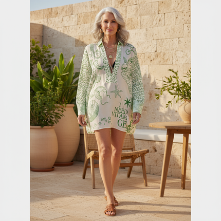 Women's Coastal Print Tunic Dress