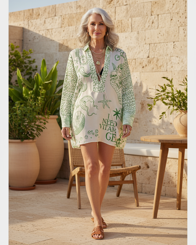 Women's Coastal Print Tunic Dress