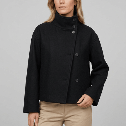 Janine | Women's Coat Short Asymmetric-Collar Tailored Style