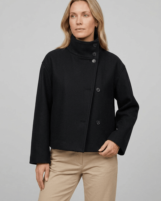 Janine | Women's Coat Short Asymmetric-Collar Tailored Style