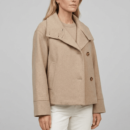 Janine | Women's Coat Short Asymmetric-Collar Tailored Style
