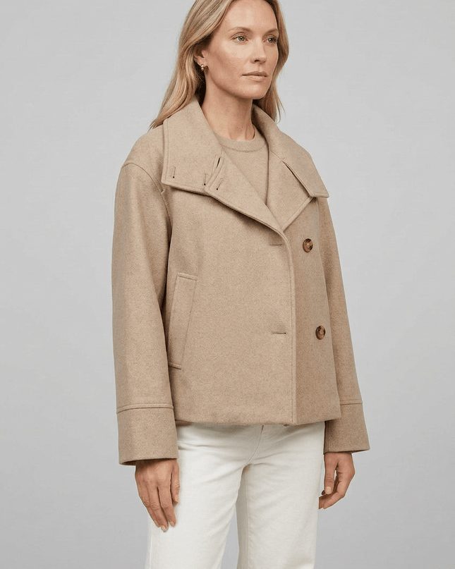 Janine | Women's Coat Short Asymmetric-Collar Tailored Style