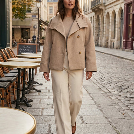 Janine | Women's Coat Short Asymmetric-Collar Tailored Style
