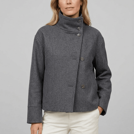 Janine | Women's Coat Short Asymmetric-Collar Tailored Style