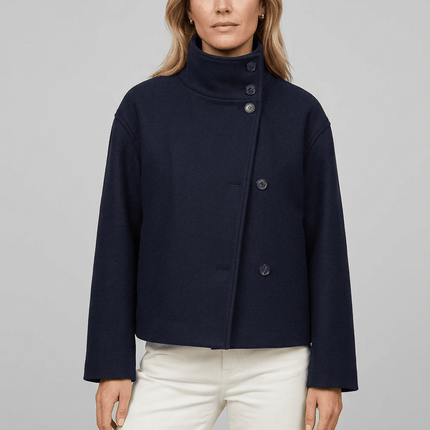 Janine | Women's Coat Short Asymmetric-Collar Tailored Style