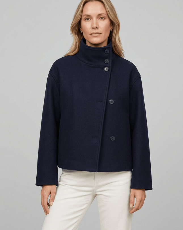 Janine | Women's Coat Short Asymmetric-Collar Tailored Style
