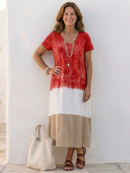 Women's Color Block Maxi Dress