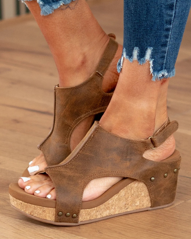 Women's Cork Platform Wedge Sandals