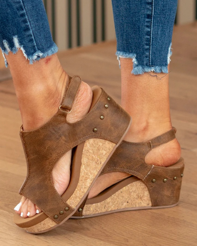 Women's Cork Platform Wedge Sandals