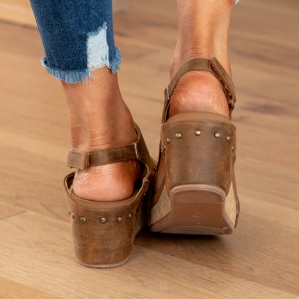 Women's Cork Platform Wedge Sandals