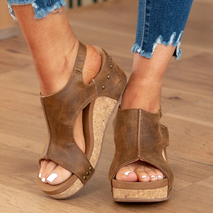 Women's Cork Platform Wedge Sandals