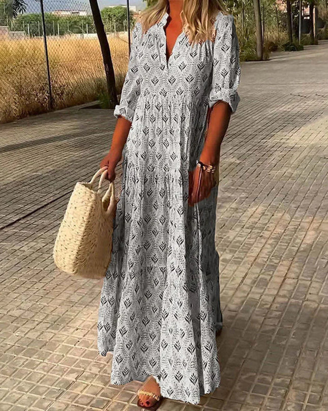 Women's Diamond Print Boho Maxi Dress