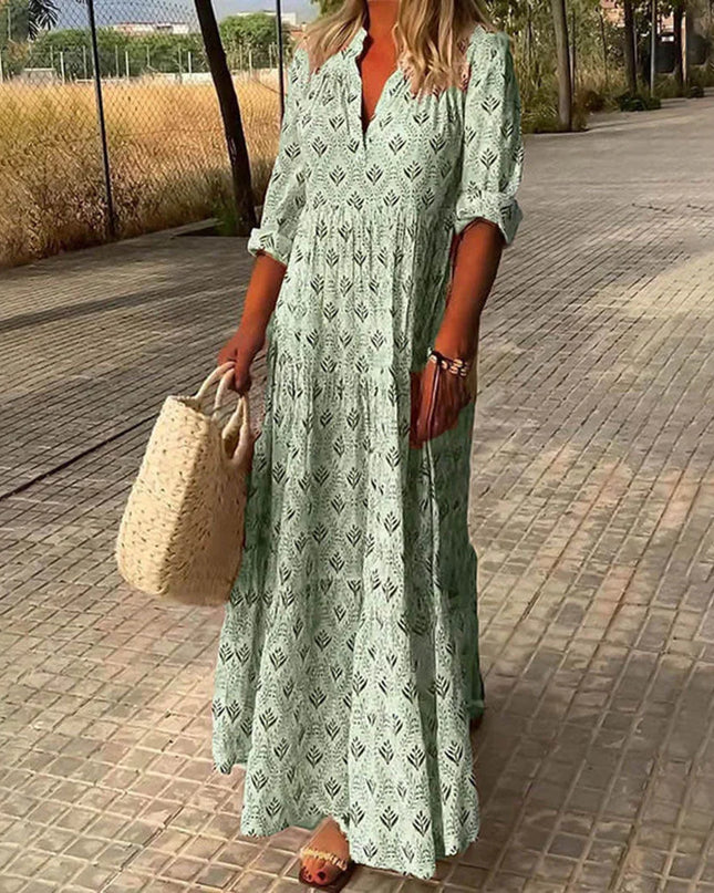 Women's Diamond Print Boho Maxi Dress
