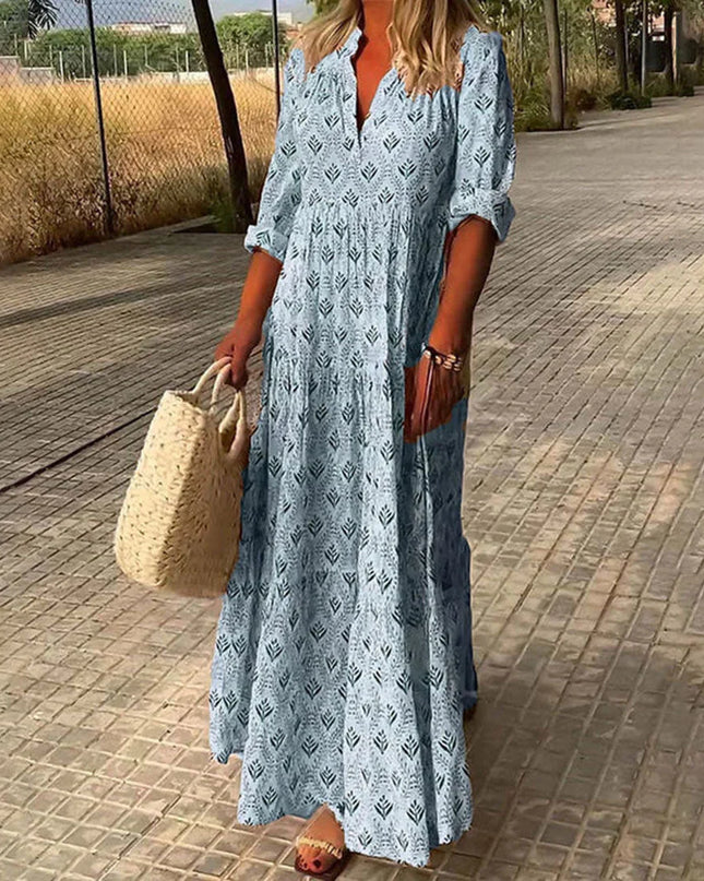 Women's Diamond Print Boho Maxi Dress