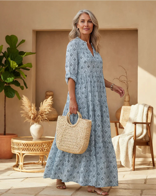 Women's Diamond Print Boho Maxi Dress