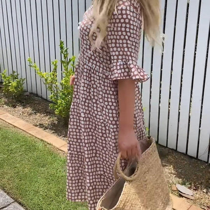 Women's Dot Print Midi Dress