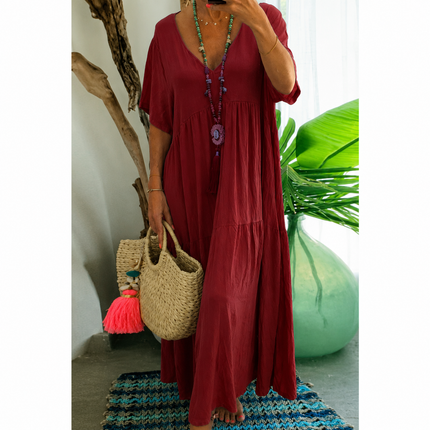 Women's Draped Boho Maxi Dress