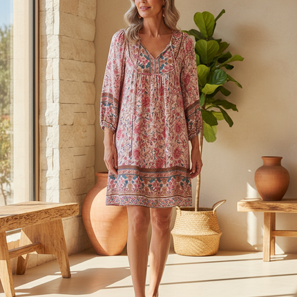 Women's Floral Boho Tunic Dress