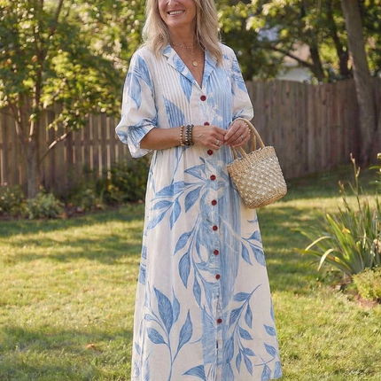 Women's Floral Maxi Dress with V-Neckline
