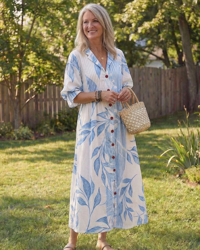 Women's Floral Maxi Dress with V-Neckline