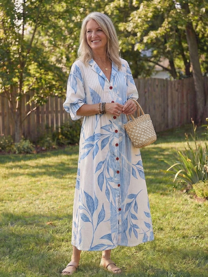 Women's Floral Maxi Dress with V-Neckline