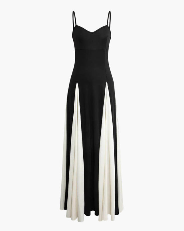 Women's Formal Maxi Wedding Guest Dress with Contrast Panel Skirt