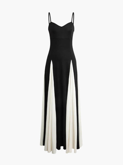 Women's Formal Maxi Wedding Guest Dress with Contrast Panel Skirt