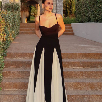 Women's Formal Maxi Wedding Guest Dress with Contrast Panel Skirt