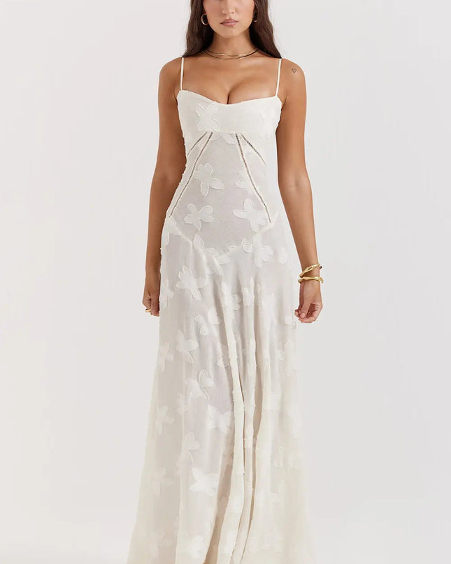 Women's Formal Maxi Wedding Guest Dress with Spaghetti Straps