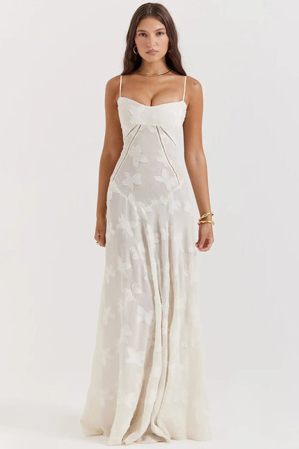 Women's Formal Maxi Wedding Guest Dress with Spaghetti Straps