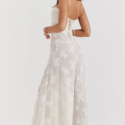 Women's Formal Maxi Wedding Guest Dress with Spaghetti Straps