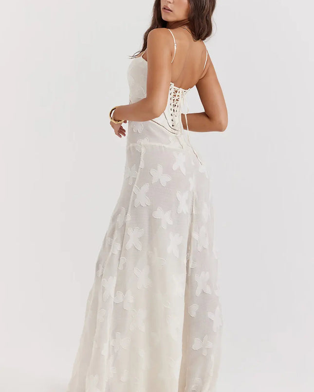 Women's Formal Maxi Wedding Guest Dress with Spaghetti Straps