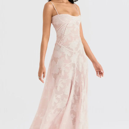 Women's Formal Maxi Wedding Guest Dress with Spaghetti Straps