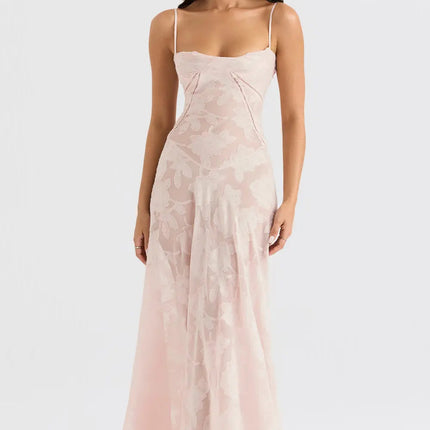 Women's Formal Maxi Wedding Guest Dress with Spaghetti Straps