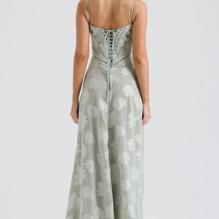 Women's Formal Maxi Wedding Guest Dress with Spaghetti Straps