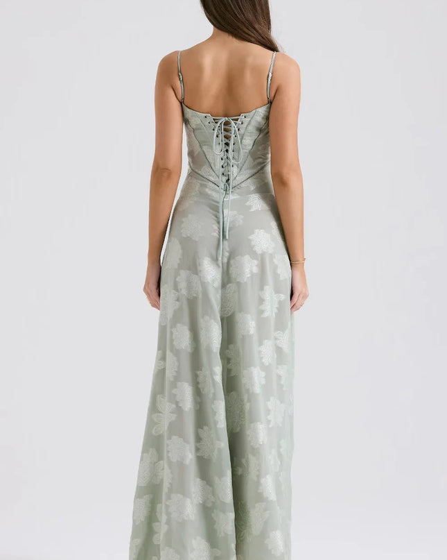 Women's Formal Maxi Wedding Guest Dress with Spaghetti Straps