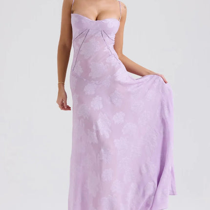 Women's Formal Maxi Wedding Guest Dress with Spaghetti Straps