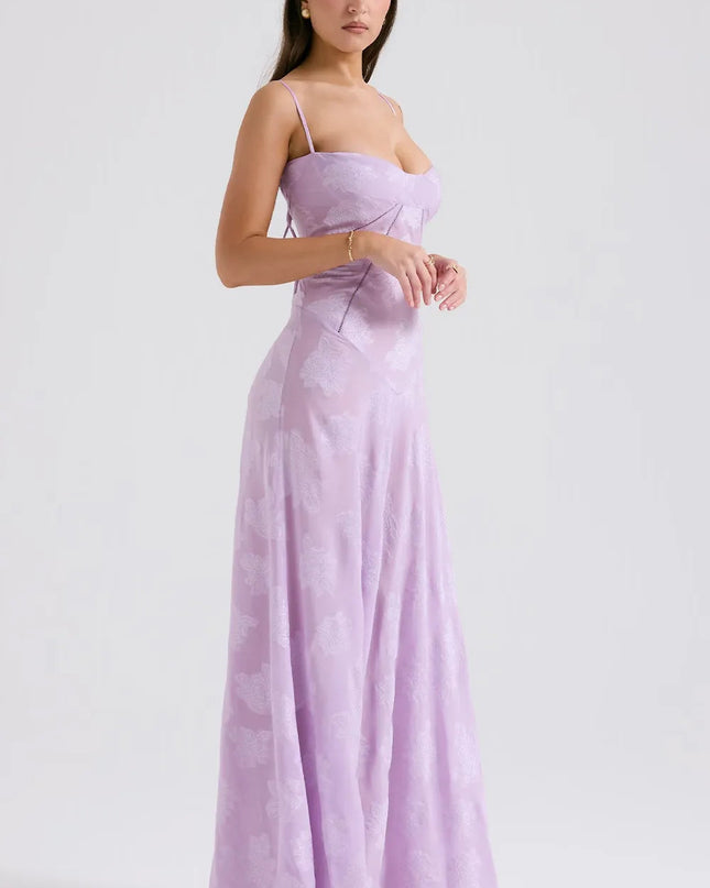 Women's Formal Maxi Wedding Guest Dress with Spaghetti Straps