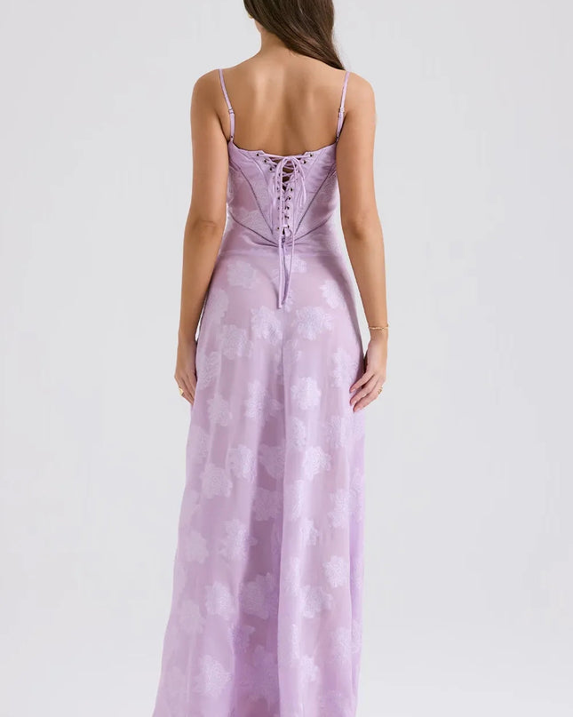 Women's Formal Maxi Wedding Guest Dress with Spaghetti Straps