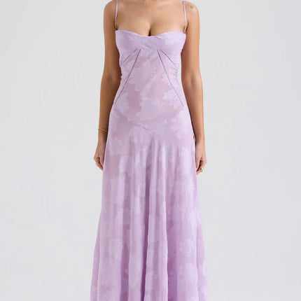 Women's Formal Maxi Wedding Guest Dress with Spaghetti Straps