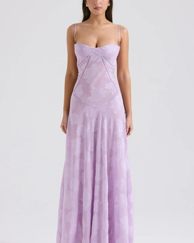 Women's Formal Maxi Wedding Guest Dress with Spaghetti Straps