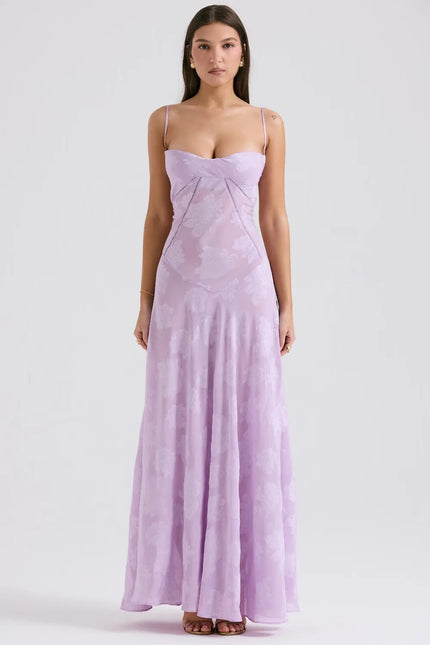 Women's Formal Maxi Wedding Guest Dress with Spaghetti Straps