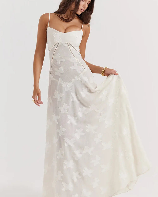 Women's Formal Maxi Wedding Guest Dress with Spaghetti Straps