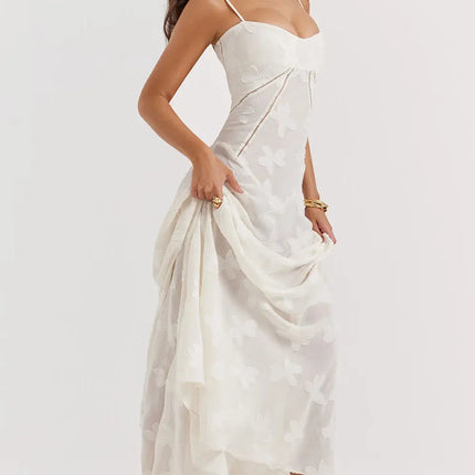 Women's Formal Maxi Wedding Guest Dress with Spaghetti Straps